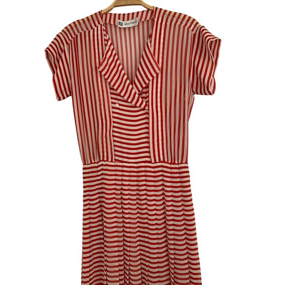 Vintage 80s Albert Nipon Red Striped Nautical Size 6 Dress RD10708 USA - Picture 12 of 12